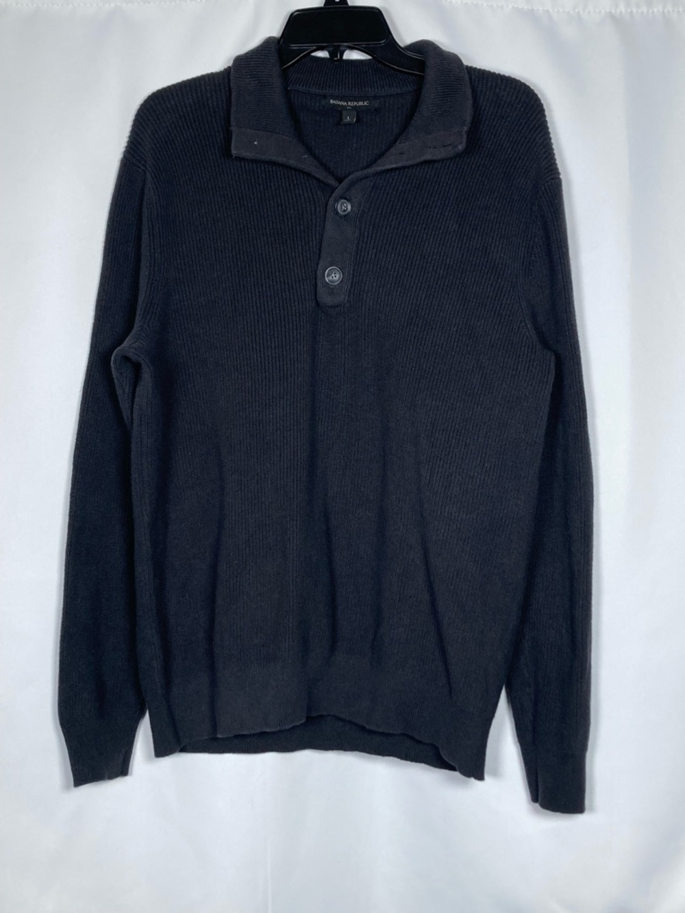 Banana Republic Factory Men's Ribbed Knit Sweater Large Dark Olive Green EUC